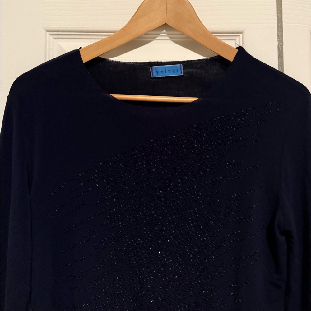 Velvet‎ Women's Dark Blue Crew Neck Sweater